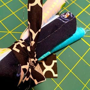 Blue toned fabric scraps